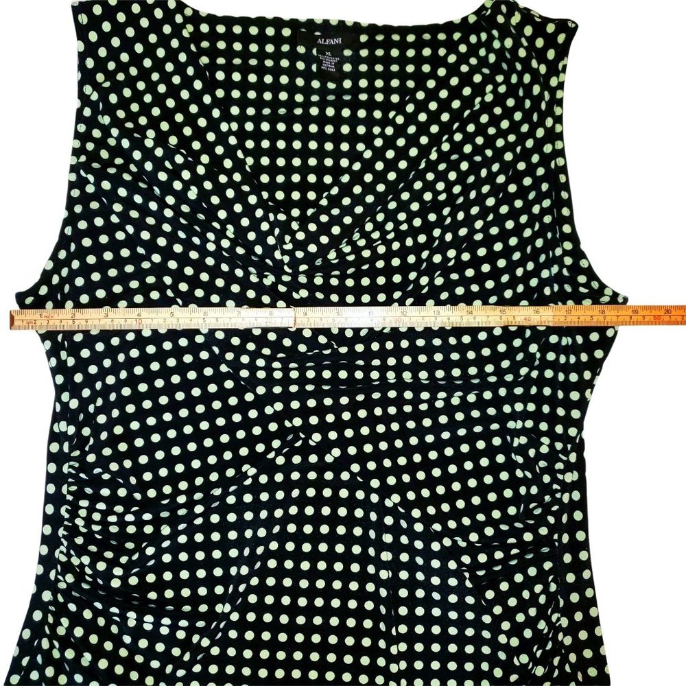 Alfani Tank Top Black with Green Polka Dots - Picture 8 of 11